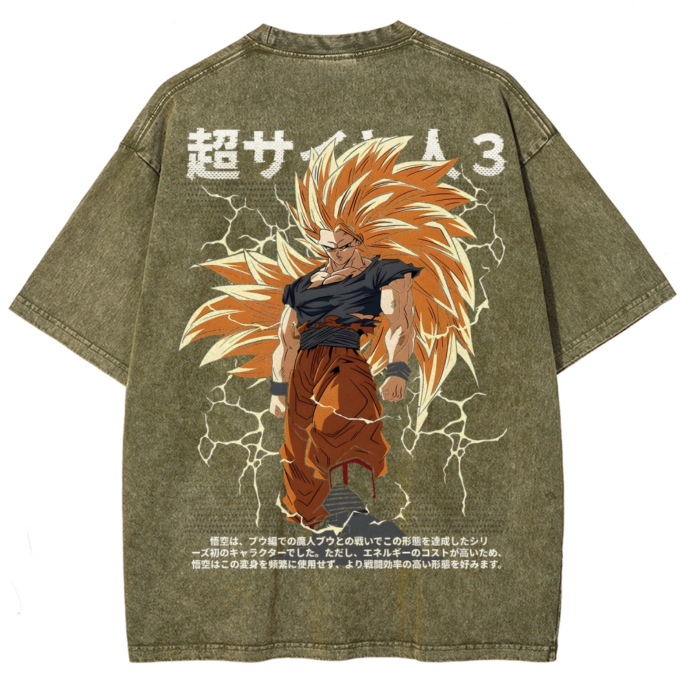 Goku SSJ3 - Dragonball Z Clothing Washed Cotton T-Shirt