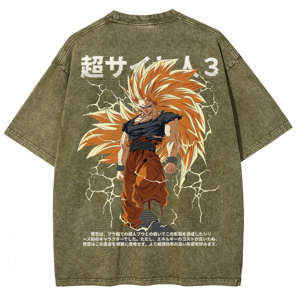 Goku SSJ3 - Dragonball Z Clothing Washed Cotton T-Shirt