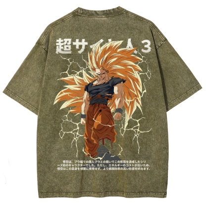 Goku SSJ3 - Dragonball Z Clothing Washed Cotton T-Shirt