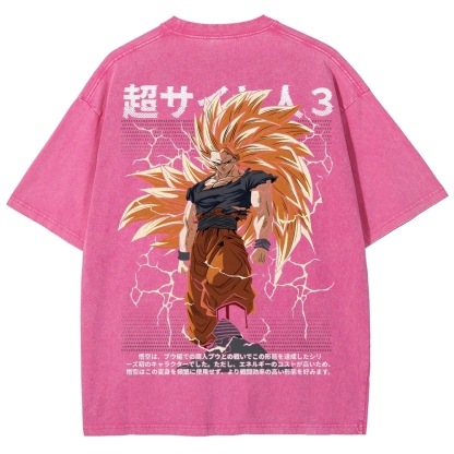 Goku SSJ3 - Dragonball Z Clothing Washed Cotton T-Shirt