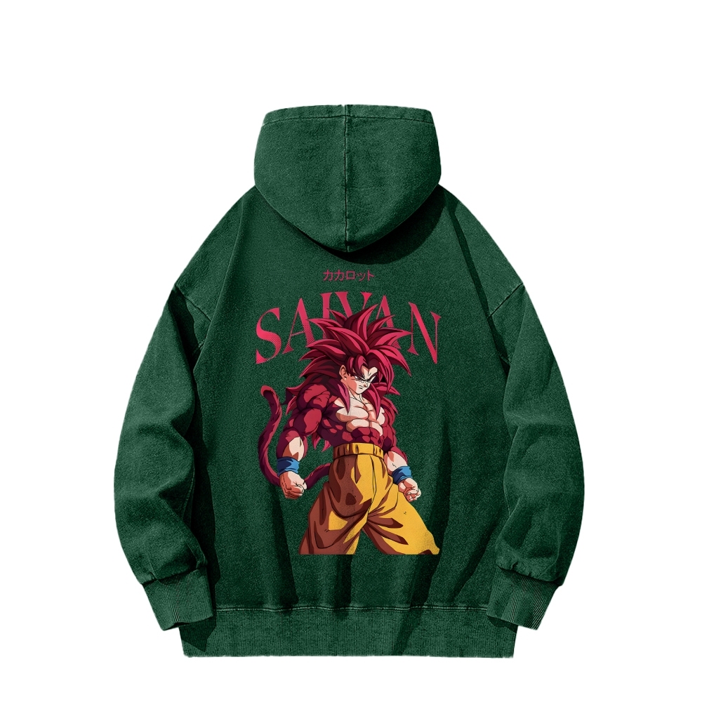 Goku SSJ4 - Dragonball Z Clothing Casual Washed Hoodie