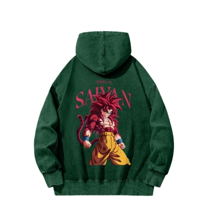 Goku SSJ4 - Dragonball Z Clothing Casual Washed Hoodie