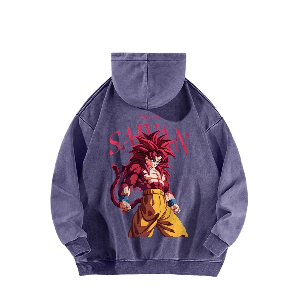 Goku SSJ4 - Dragonball Z Clothing Casual Washed Hoodie