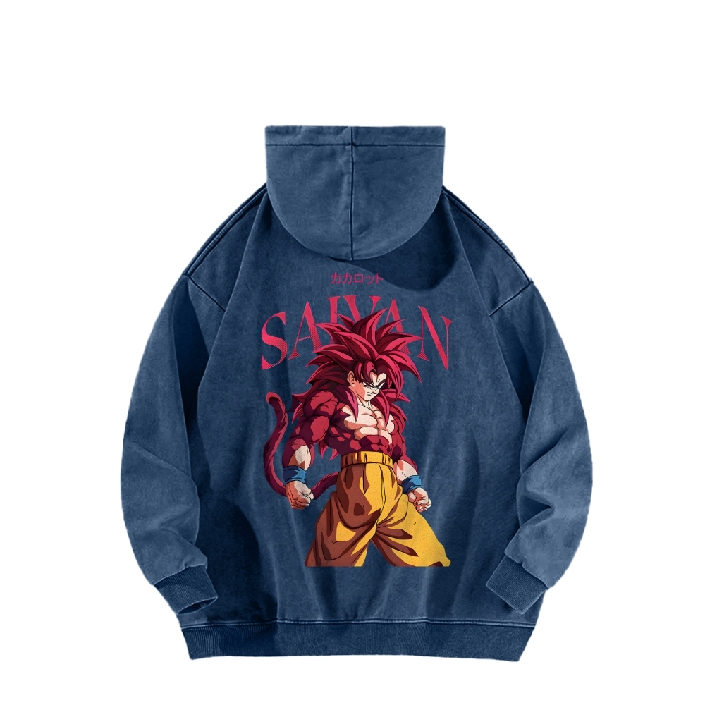 Goku SSJ4 - Dragonball Z Clothing Casual Washed Hoodie