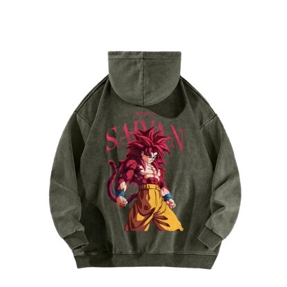 Goku SSJ4 - Dragonball Z Clothing Casual Washed Hoodie