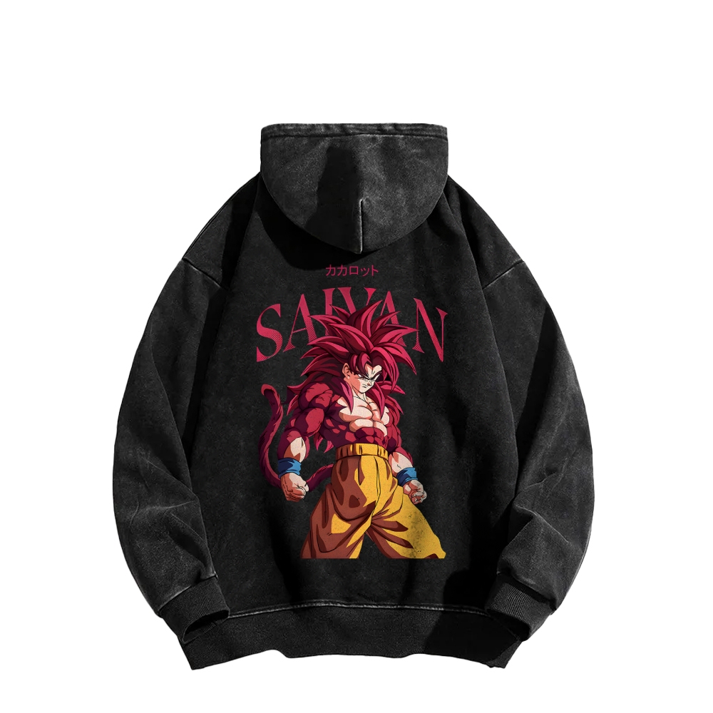 Goku SSJ4 - Dragonball Z Clothing Casual Washed Hoodie