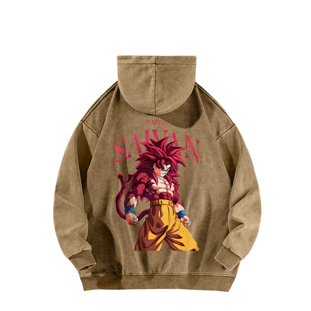 Goku SSJ4 - Dragonball Z Clothing Casual Washed Hoodie