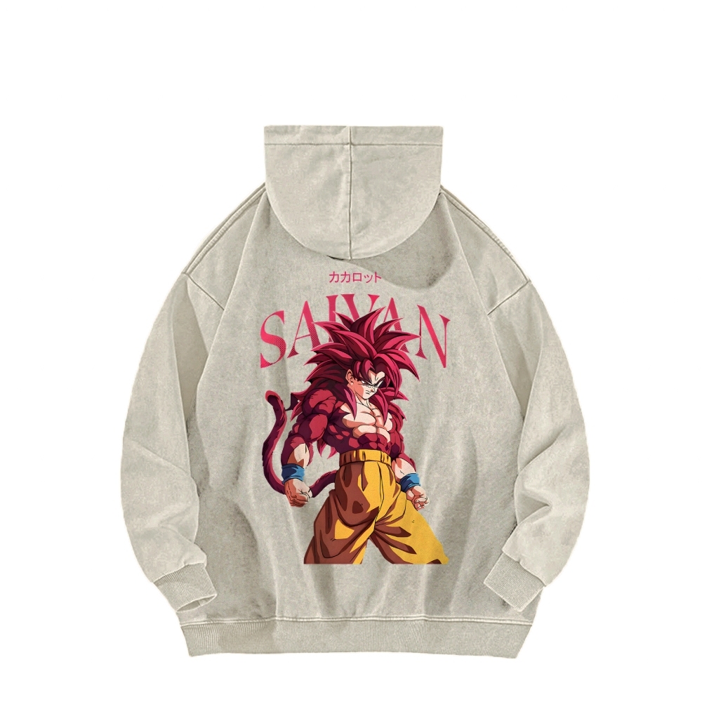 Goku SSJ4 - Dragonball Z Clothing Casual Washed Hoodie