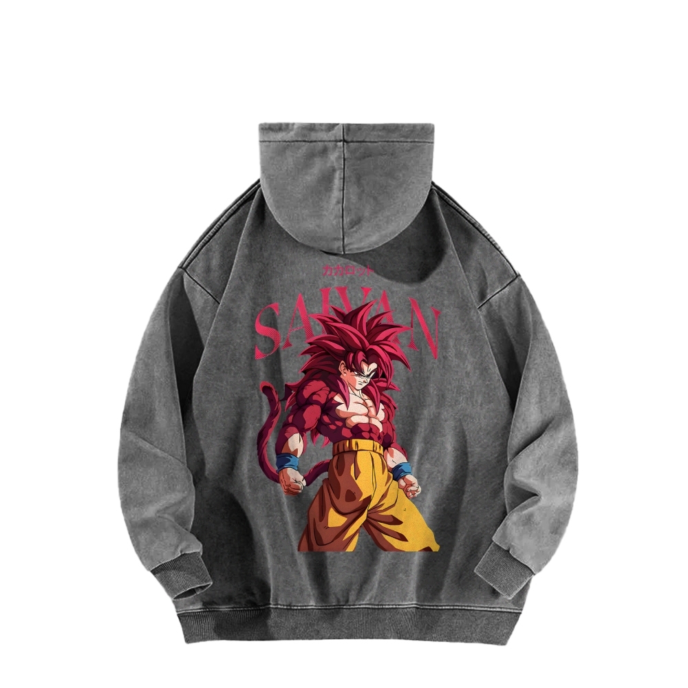 Goku SSJ4 - Dragonball Z Clothing Casual Washed Hoodie