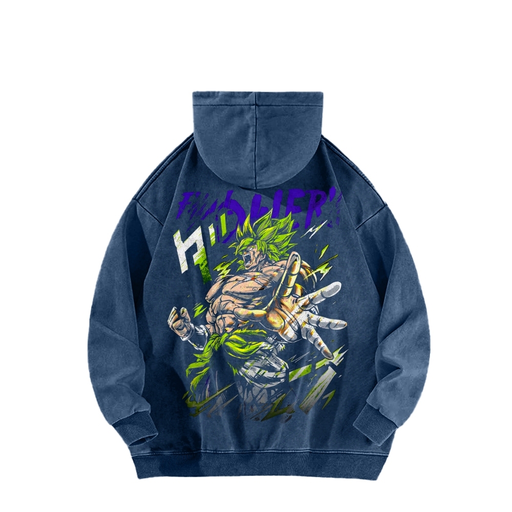 Broly - Dragon Ball Super Clothing Casual Washed Hoodie