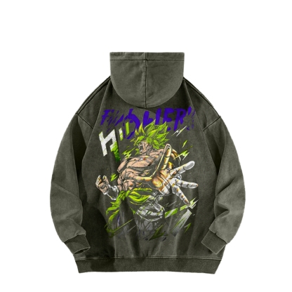 Broly - Dragon Ball Super Clothing Casual Washed Hoodie