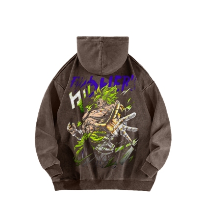 Broly - Dragon Ball Super Clothing Casual Washed Hoodie