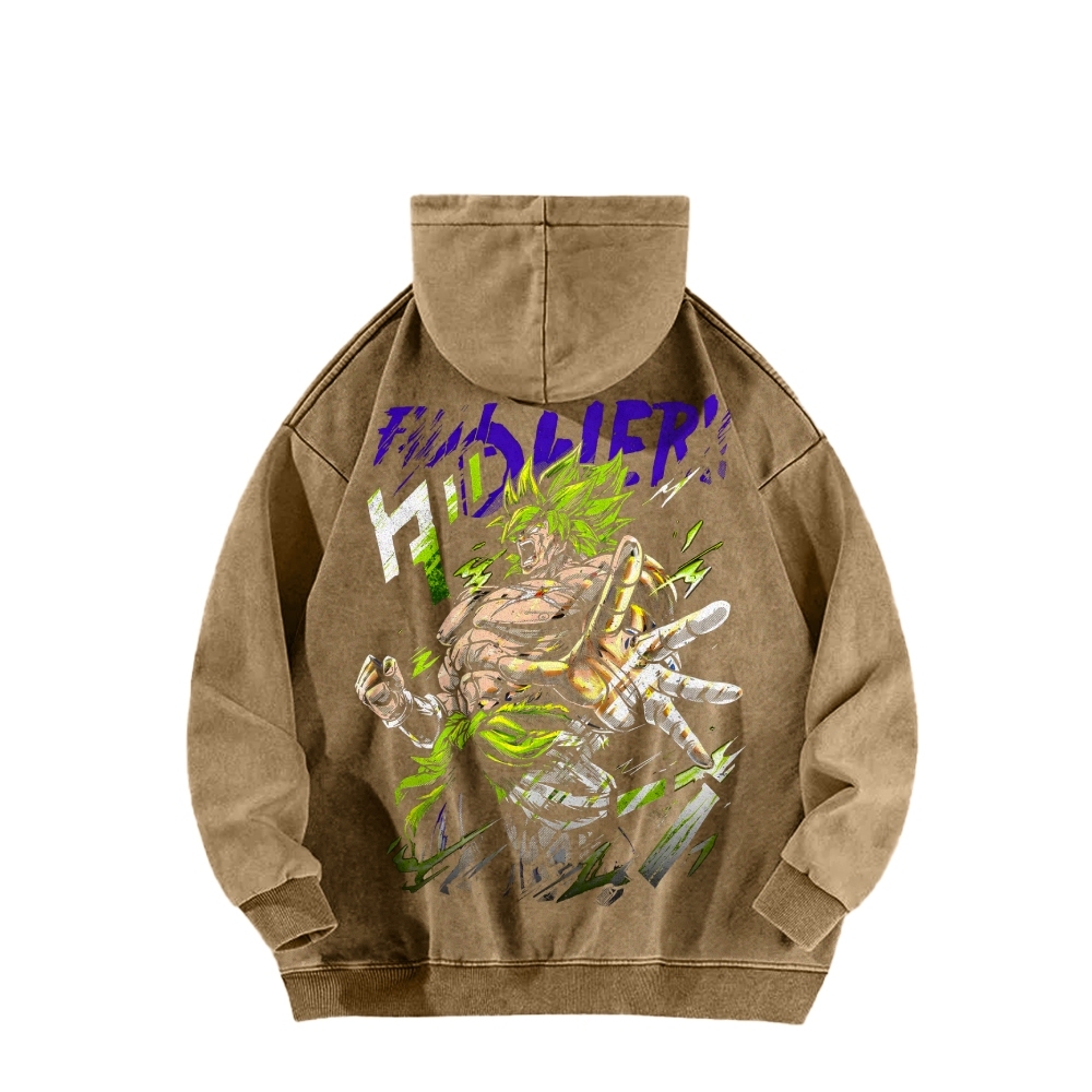 Broly - Dragon Ball Super Clothing Casual Washed Hoodie