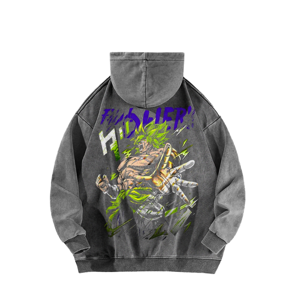 Broly - Dragon Ball Super Clothing Casual Washed Hoodie