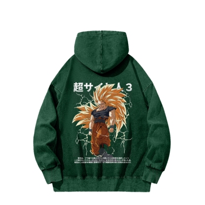 Goku SSJ3 - Dragonball Z Clothing Casual Washed Hoodie
