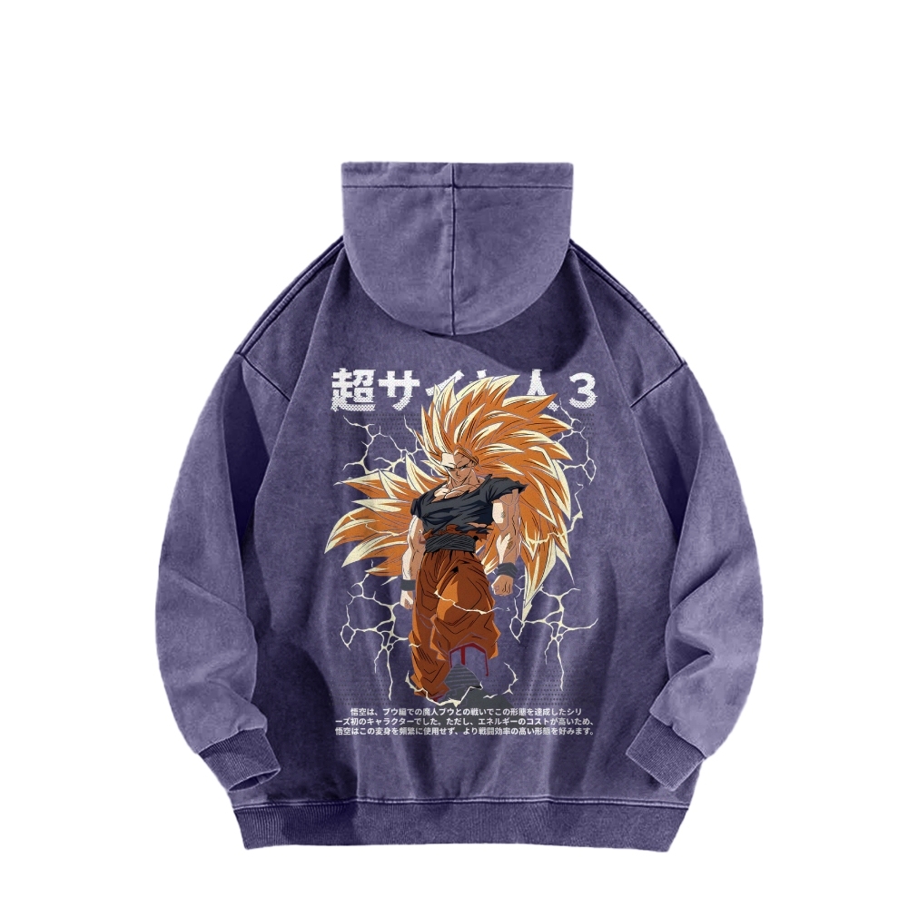 Goku SSJ3 - Dragonball Z Clothing Casual Washed Hoodie
