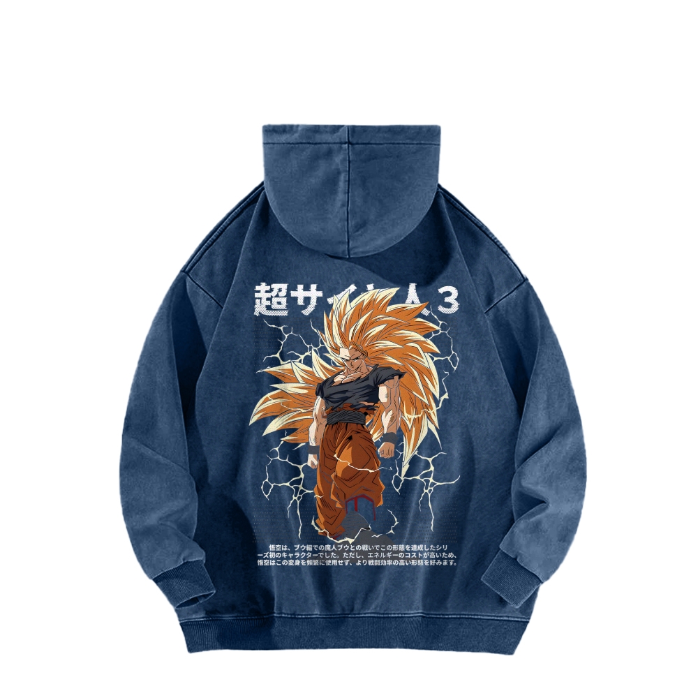 Goku SSJ3 - Dragonball Z Clothing Casual Washed Hoodie