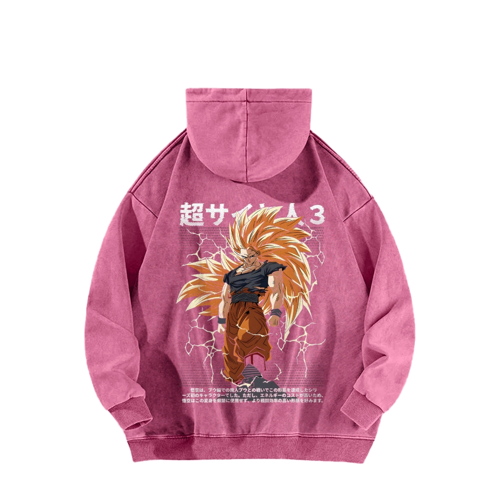 Goku SSJ3 - Dragonball Z Clothing Casual Washed Hoodie