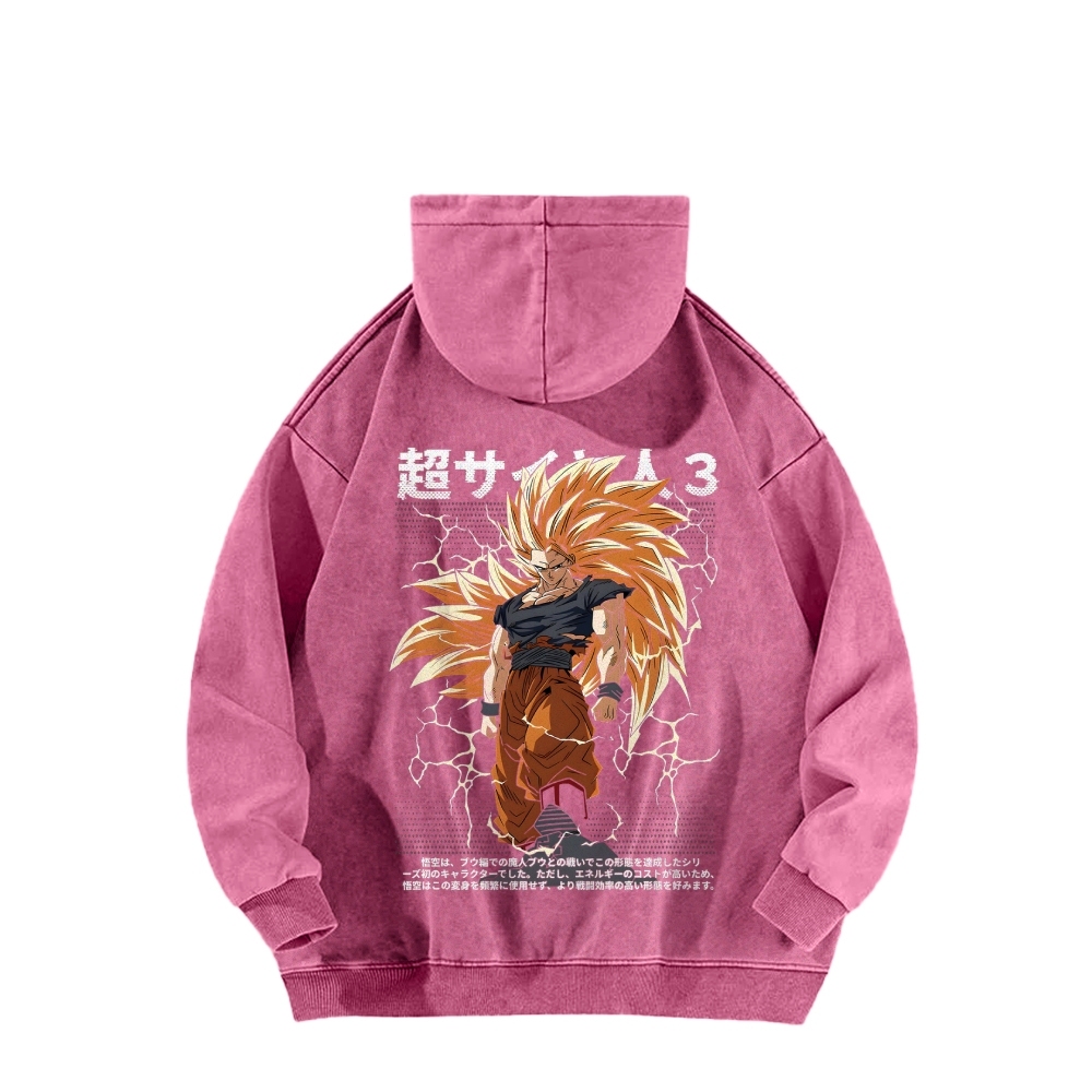 Goku SSJ3 - Dragonball Z Clothing Casual Washed Hoodie