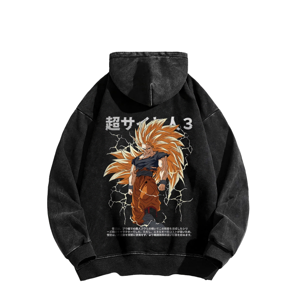 Goku SSJ3 - Dragonball Z Clothing Casual Washed Hoodie