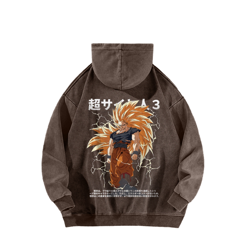 Goku SSJ3 - Dragonball Z Clothing Casual Washed Hoodie