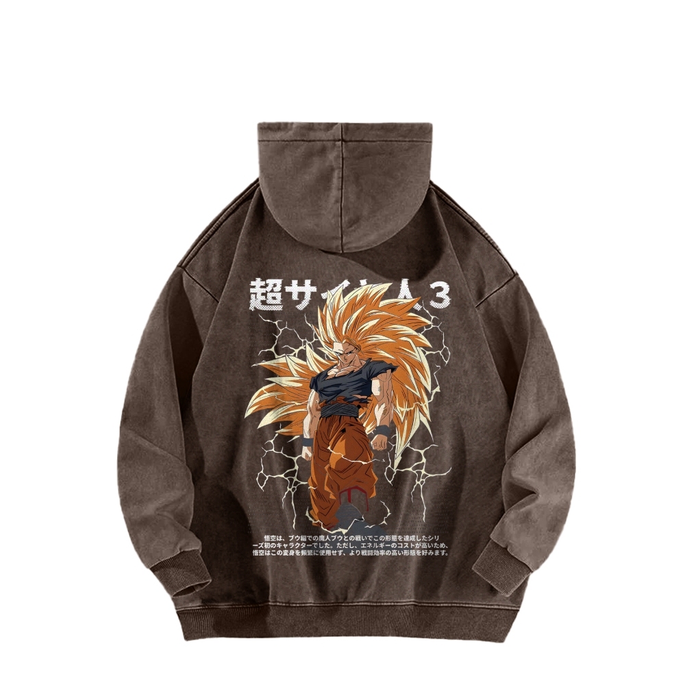 Goku SSJ3 - Dragonball Z Clothing Casual Washed Hoodie