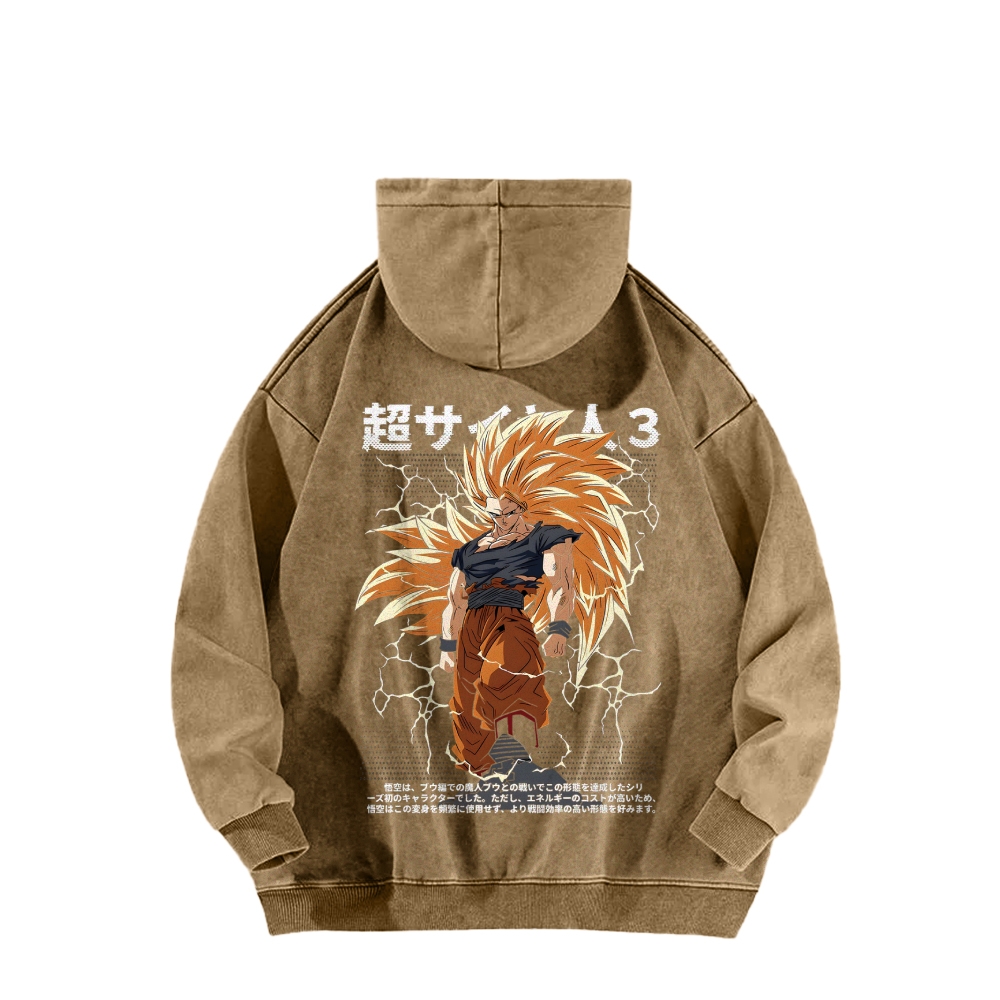 Goku SSJ3 - Dragonball Z Clothing Casual Washed Hoodie