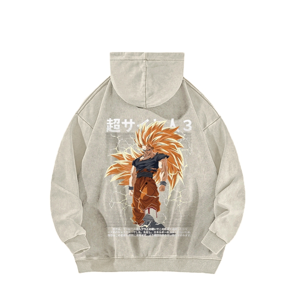 Goku SSJ3 - Dragonball Z Clothing Casual Washed Hoodie