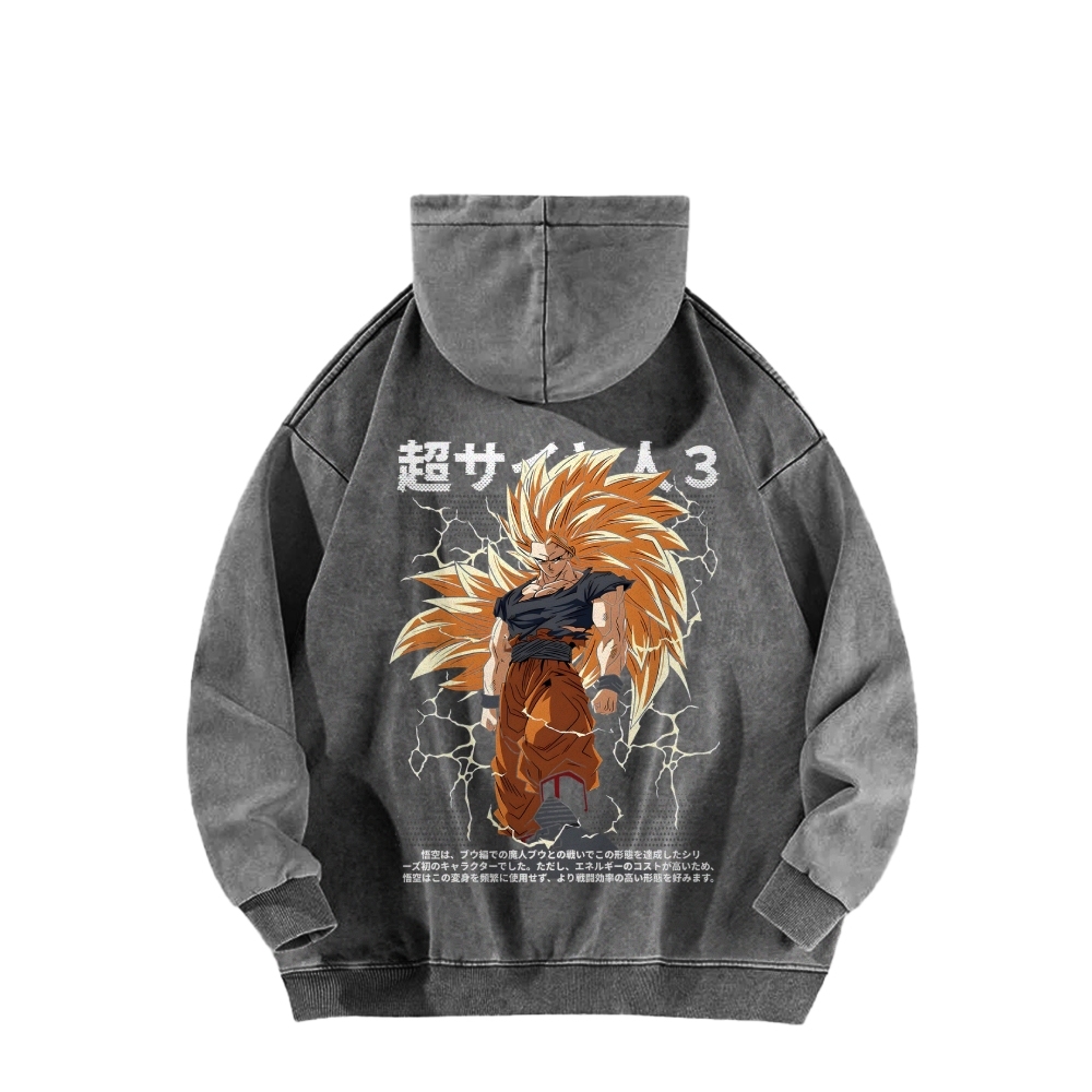 Goku SSJ3 - Dragonball Z Clothing Casual Washed Hoodie