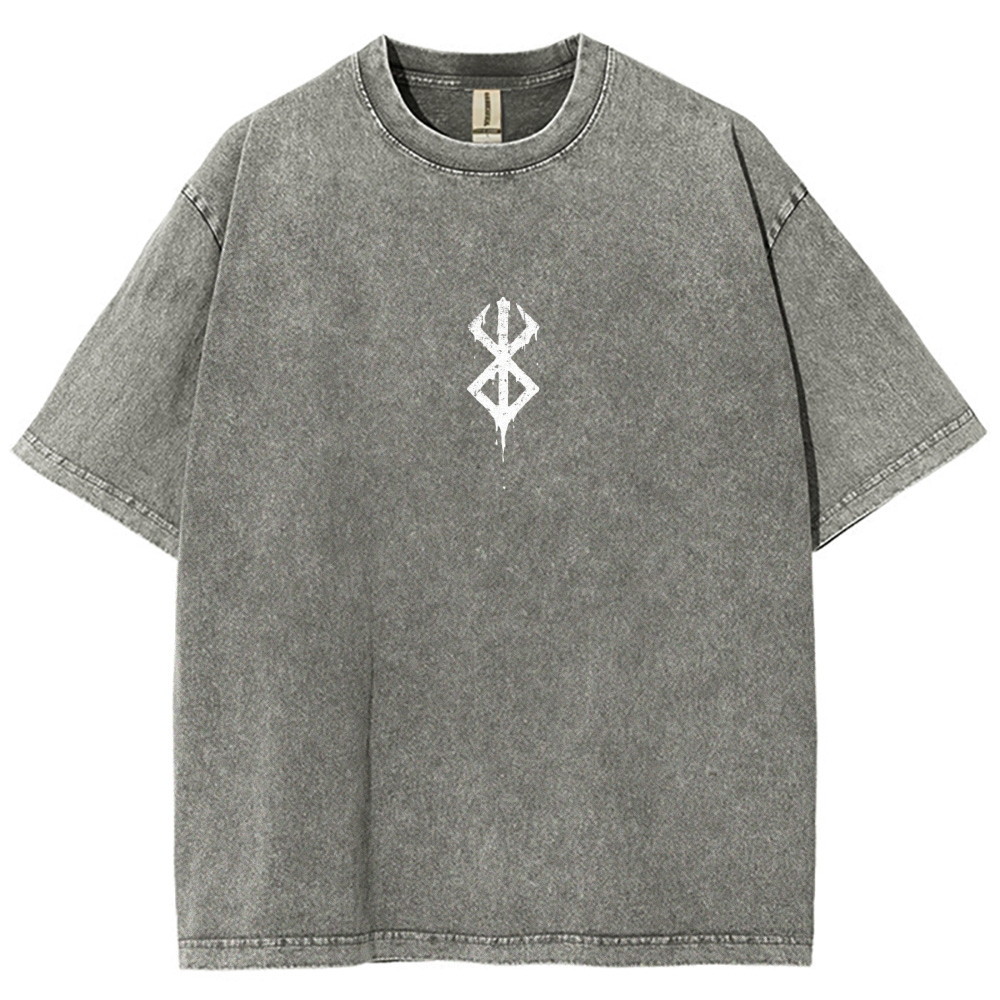 Berserk Anime Acid Wash Oversize T-Shirt Guts Anime Tee