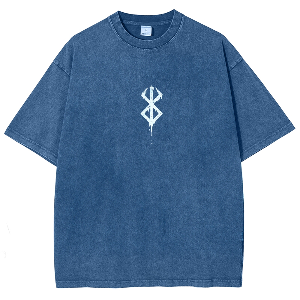 Berserk Anime Acid Wash Oversize T-Shirt Guts Anime Tee
