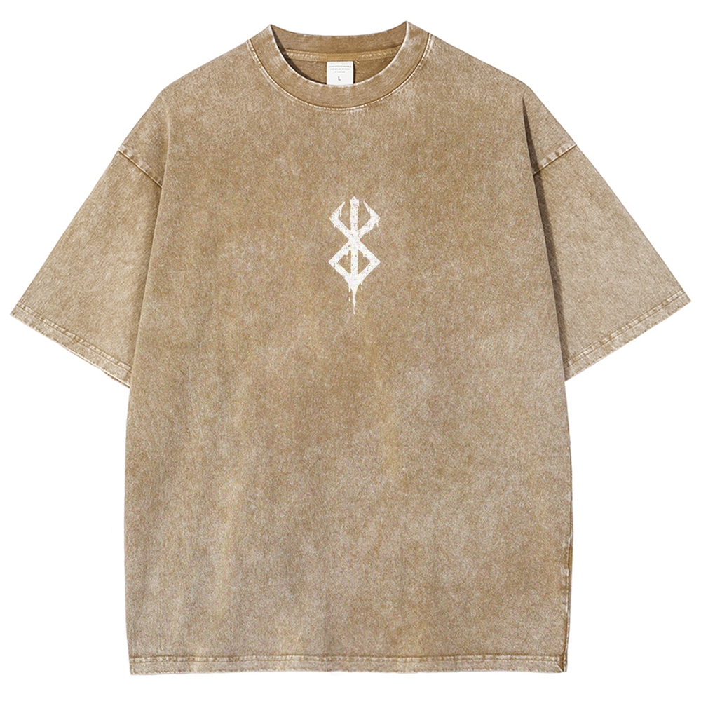 Berserk Anime Acid Wash Oversize T-Shirt Guts Anime Tee
