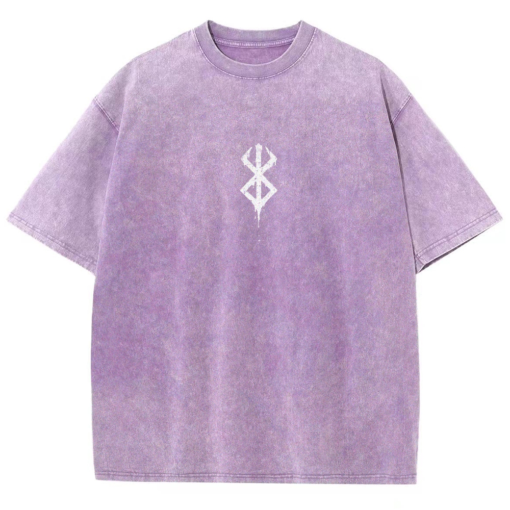 Berserk Anime Acid Wash Oversize T-Shirt Guts Anime Tee 