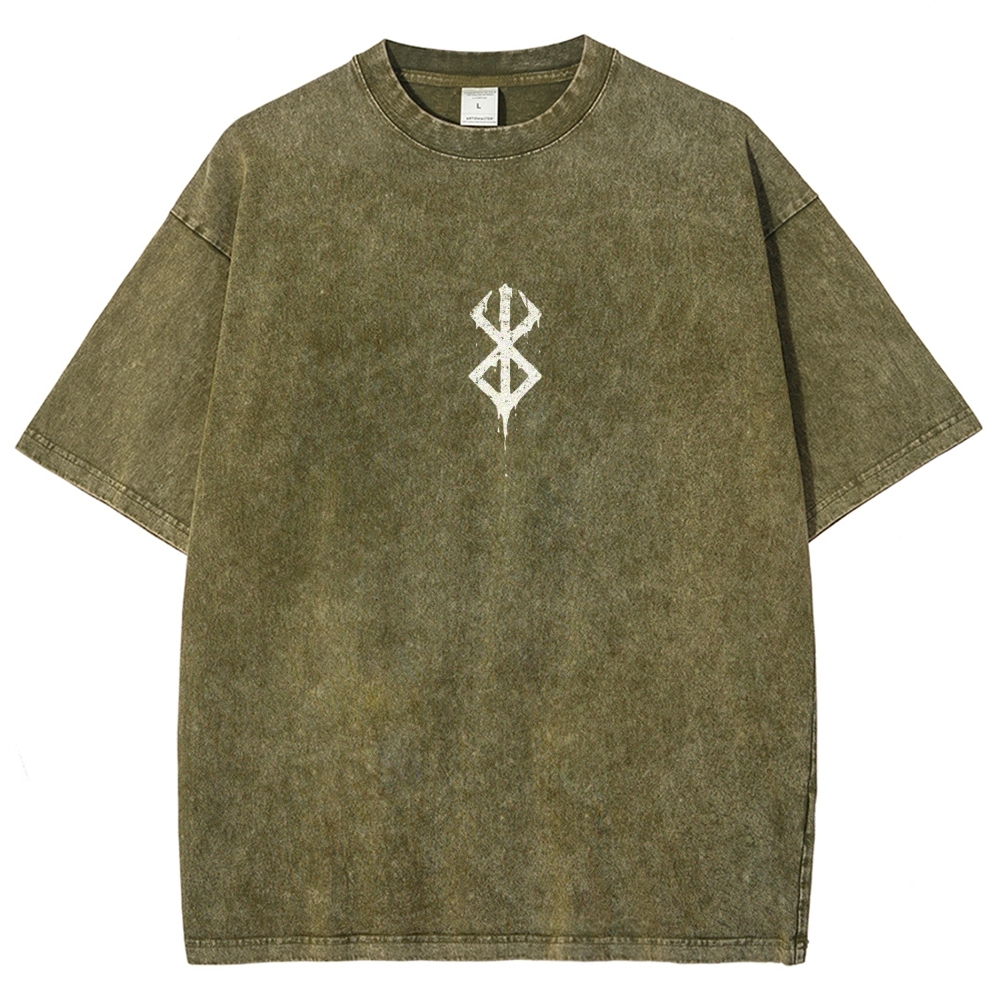 Berserk Anime Acid Wash Oversize T-Shirt Guts Anime Tee 