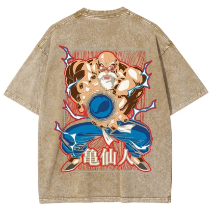 SUPER MASTER ROSHI - Dragon ball Clothing Washed Cotton T-Shirt