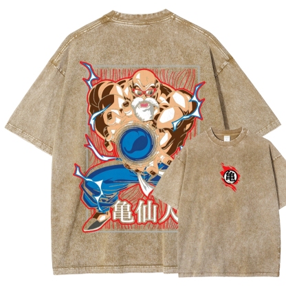 SUPER MASTER ROSHI - Dragon ball Clothing Washed Cotton T-Shirt