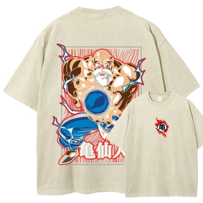 SUPER MASTER ROSHI - Dragon ball Clothing Washed Cotton T-Shirt