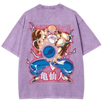 SUPER MASTER ROSHI - Dragon ball Clothing Washed Cotton T-Shirt