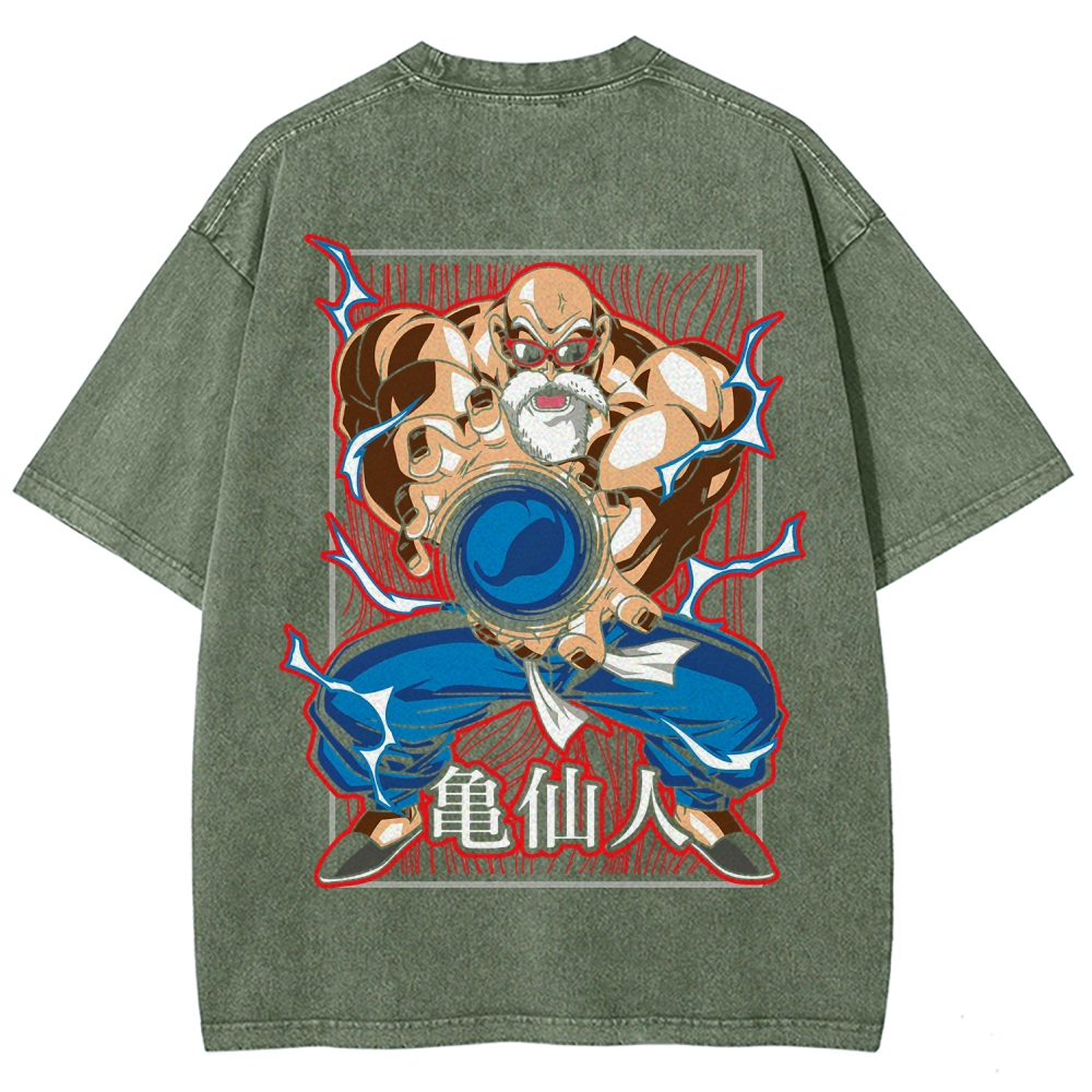 SUPER MASTER ROSHI - Dragon ball Clothing Washed Cotton T-Shirt