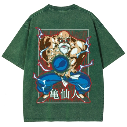 SUPER MASTER ROSHI - Dragon ball Clothing Washed Cotton T-Shirt