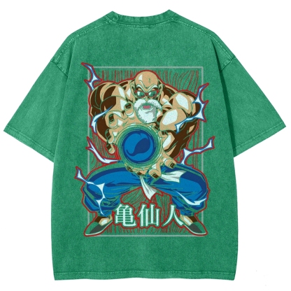 SUPER MASTER ROSHI - Dragon ball Clothing Washed Cotton T-Shirt