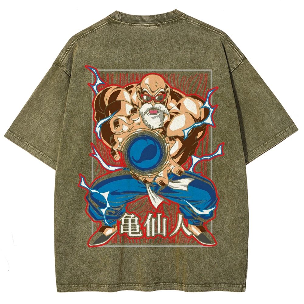 SUPER MASTER ROSHI - Dragon ball Clothing Washed Cotton T-Shirt