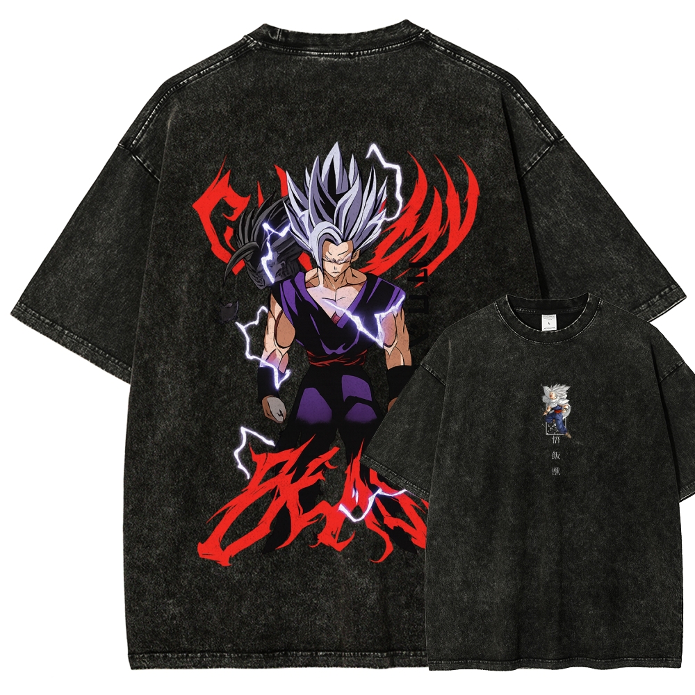 Dragon Ball "Gohan Beast" Vintage Unisex Oversize Anime Manga Acid Washed Cotton T-shirt