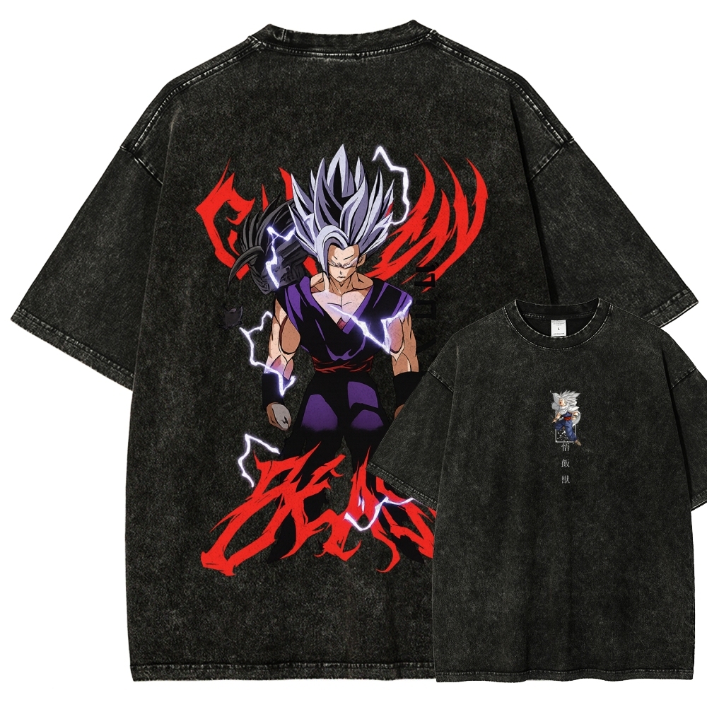 Dragon Ball "Gohan Beast" Vintage Unisex Oversize Anime Manga Acid Washed Cotton T-shirt