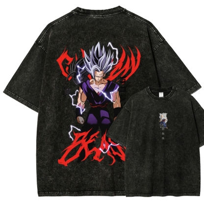 Dragon Ball "Gohan Beast" Vintage Unisex Oversize Anime Manga Acid Washed Cotton T-shirt
