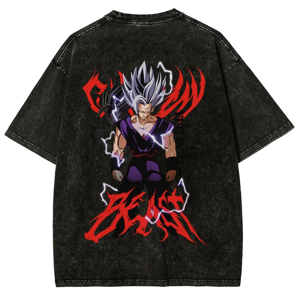 Dragon Ball "Gohan Beast" Vintage Unisex Oversize Anime Manga Acid Washed Cotton T-shirt