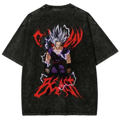 Dragon Ball "Gohan Beast" Vintage Unisex Oversize Anime Manga Acid Washed Cotton T-shirt