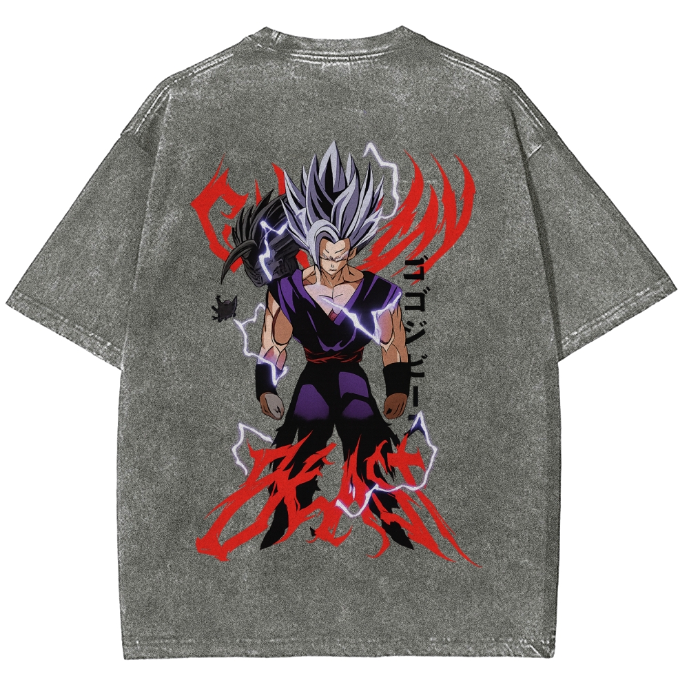 Dragon Ball "Gohan Beast" Vintage Unisex Oversize Anime Manga Acid Washed Cotton T-shirt