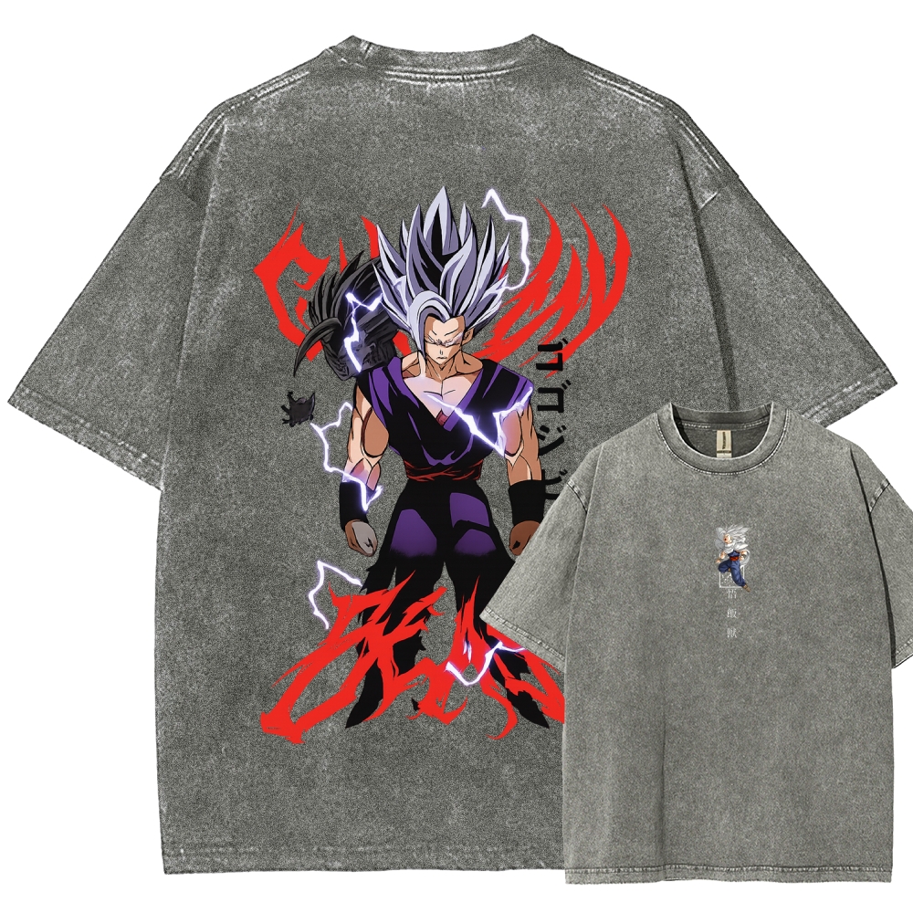 Dragon Ball "Gohan Beast" Vintage Unisex Oversize Anime Manga Acid Washed Cotton T-shirt