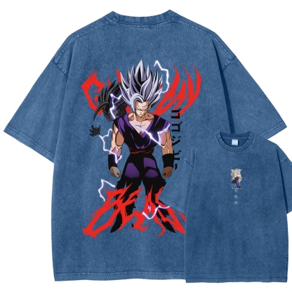 Dragon Ball "Gohan Beast" Vintage Unisex Oversize Anime Manga Acid Washed Cotton T-shirt